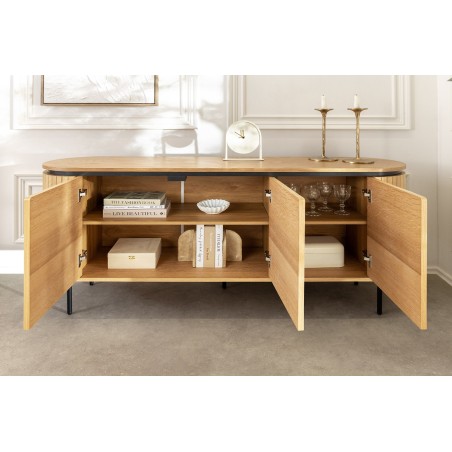 Buffet bas ATELIER 160cm chêne naturel pieds noirs