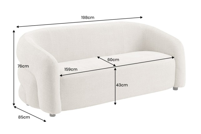 Canapé VOQUE 3 places chenille grise 200cm