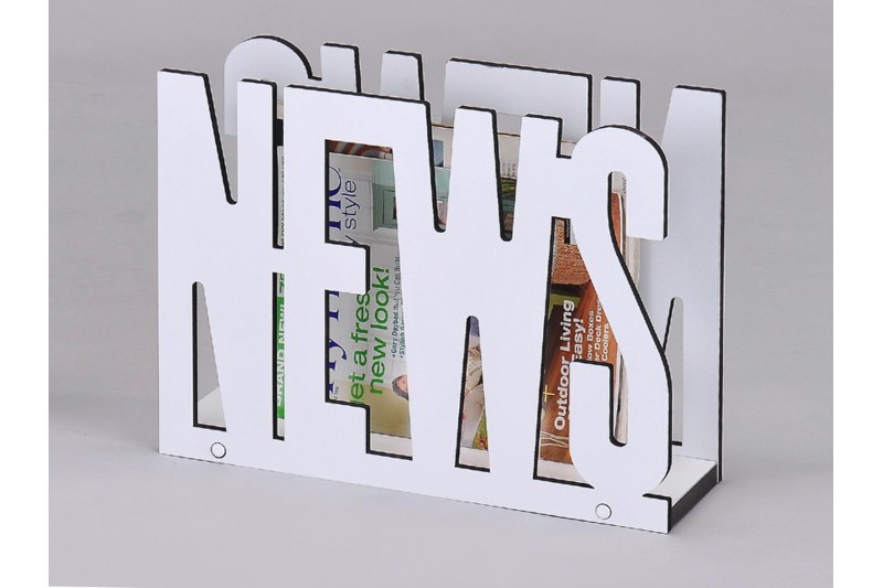 Porte-revue design news en bois teinté blanc