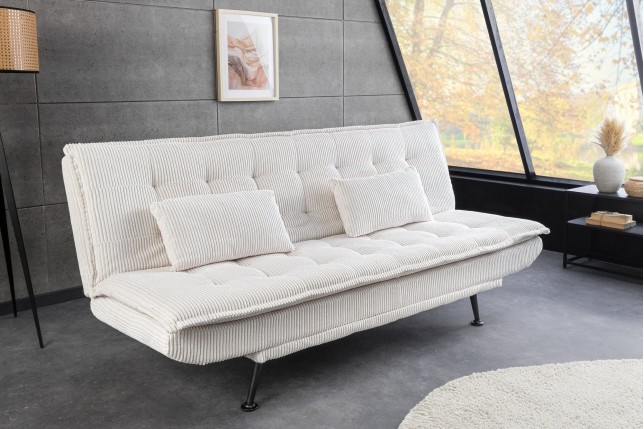 Canapé-lit JAZZ 195cm 3 places cordon beige - Pin massif