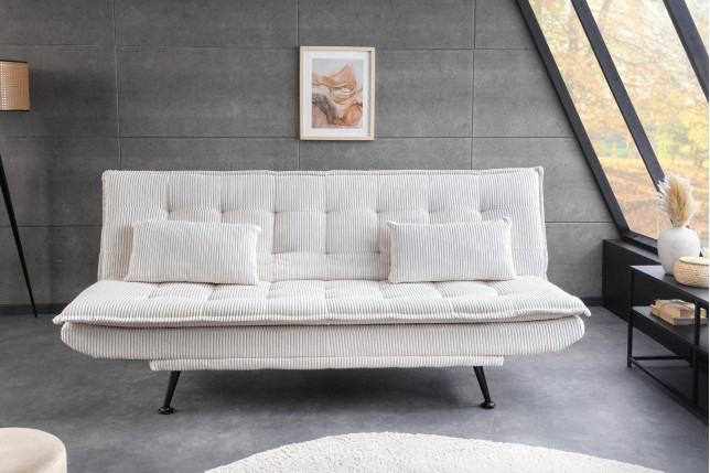 Canapé-lit JAZZ 195cm 3 places cordon beige - Pin massif