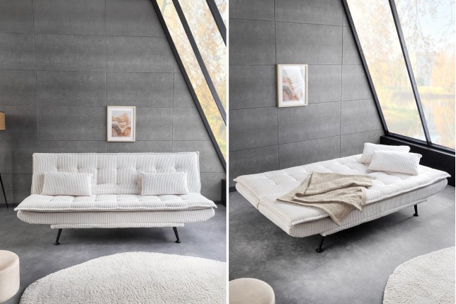 Canapé-lit JAZZ 195cm 3 places cordon beige - Pin massif