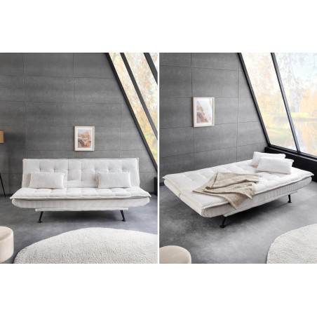 Canapé-lit JAZZ 195cm 3 places cordon beige - Pin massif