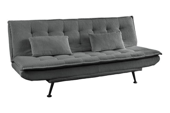 Canapé-lit JAZZ 3 places tissu cordé gris 195cm