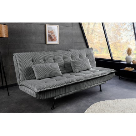 Canapé-lit JAZZ 3 places tissu cordé gris 195cm
