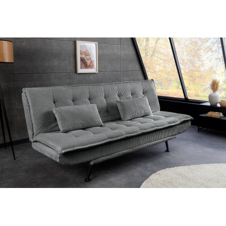 Canapé-lit JAZZ 3 places tissu cordé gris 195cm