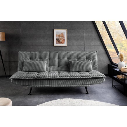Canapé-lit JAZZ 3 places tissu cordé gris 195cm 2