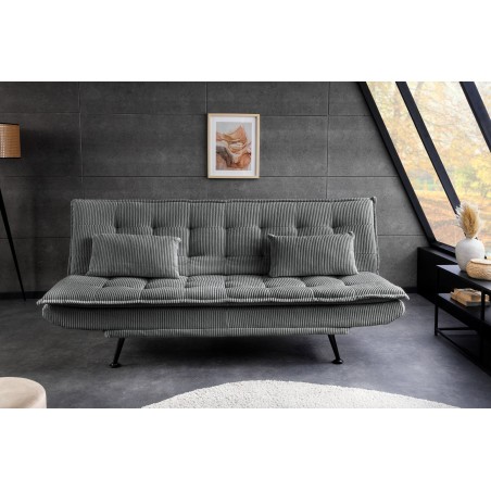 Canapé-lit JAZZ 3 places tissu cordé gris 195cm