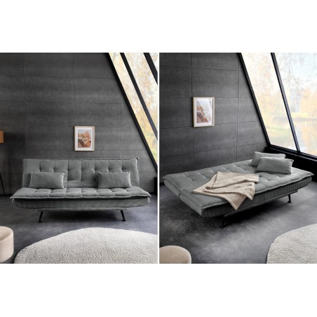 Canapé-lit JAZZ 3 places tissu cordé gris 195cm