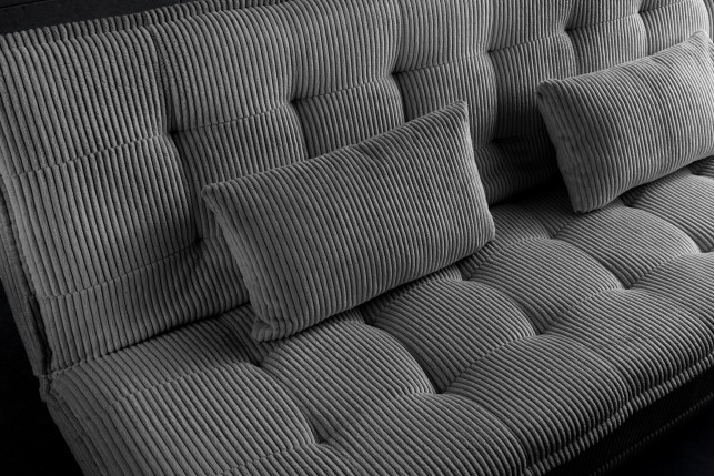 Canapé-lit JAZZ 3 places tissu cordé gris 195cm