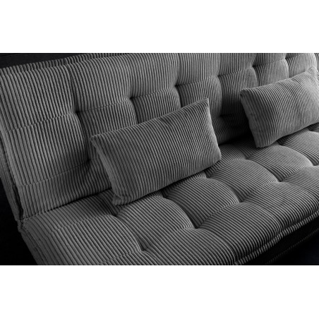 Canapé-lit JAZZ 3 places tissu cordé gris 195cm