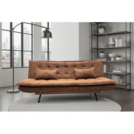 Canapé-lit JAZZ 195cm 3 places microfibre marron