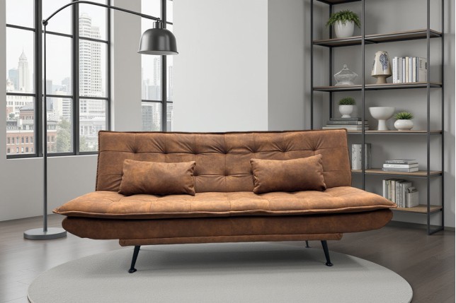 Canapé-lit JAZZ 195cm 3 places microfibre marron