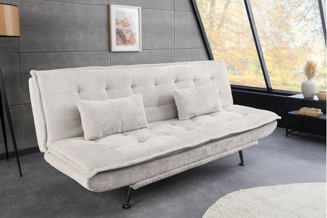 Canapé-lit JAZZ 195cm Chenille Champagne Beige - 3 Places
