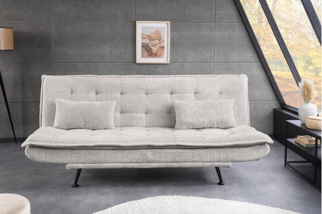 Canapé-lit JAZZ 195cm Chenille Champagne Beige - 3 Places