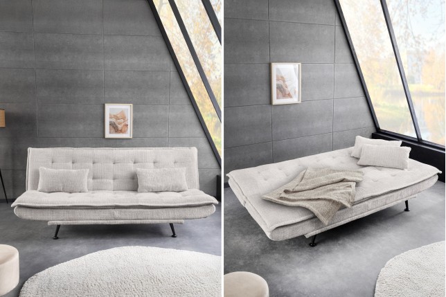 Canapé-lit JAZZ 195cm Chenille Champagne Beige - 3 Places
