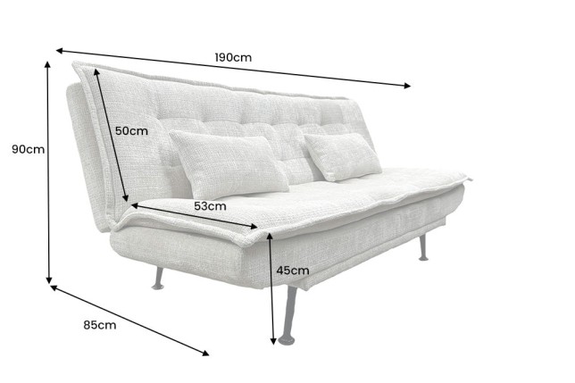 Canapé-lit JAZZ 195cm Chenille Champagne Beige - 3 Places
