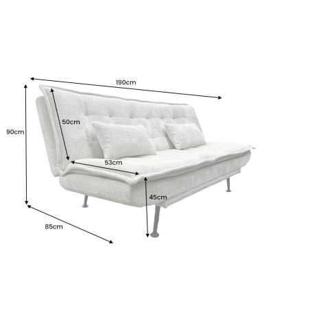 Canapé-lit JAZZ 195cm Chenille Champagne Beige - 3 Places