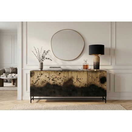 Buffet bas OXID 180cm manguier massif et métal noir doré 2