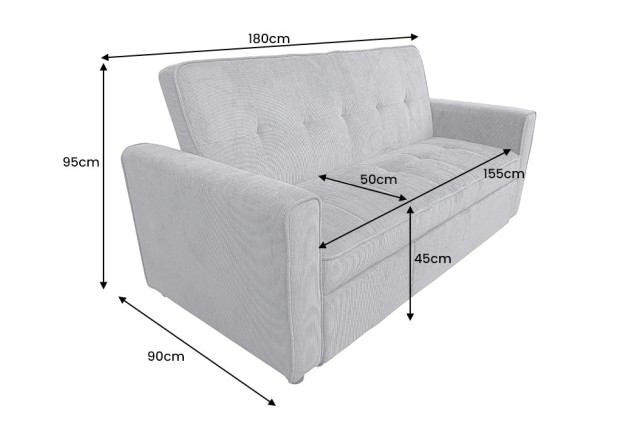 Canapé-lit SMART 180cm 2 places cordon gris
