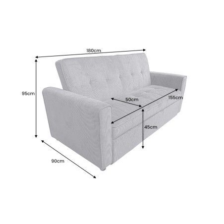 Canapé-lit SMART 180cm 2 places cordon gris