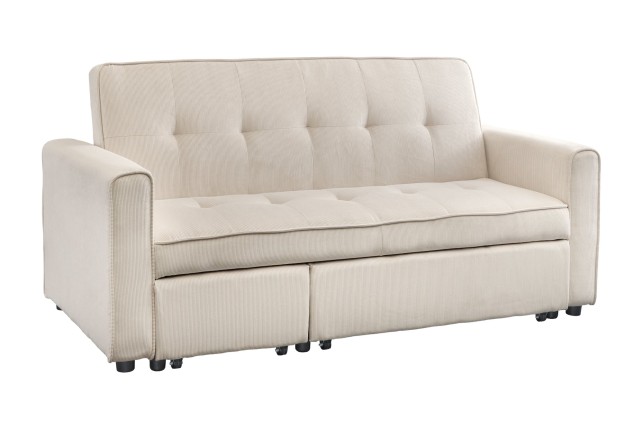 Canapé-lit SMART 180cm 2 places tissu cordé beige