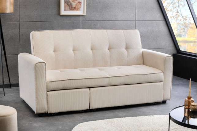 Canapé-lit SMART 180cm 2 places tissu cordé beige