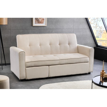 Canapé-lit SMART 180cm 2 places tissu cordé beige