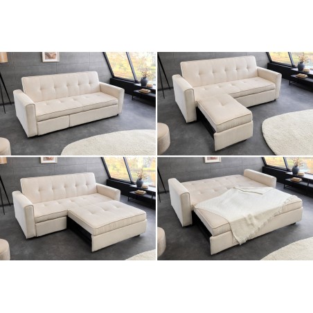 Canapé-lit SMART 180cm 2 places tissu cordé beige