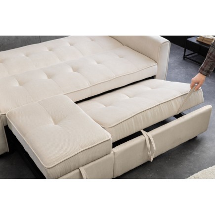 Canapé-lit SMART 180cm 2 places tissu cordé beige 2