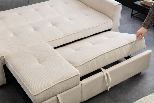 Canapé-lit SMART 180cm 2 places tissu cordé beige