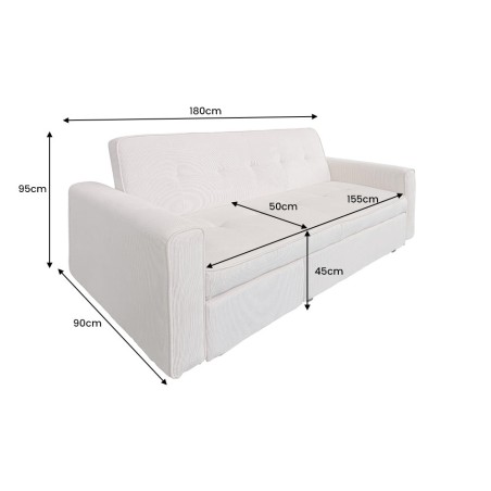 Canapé-lit SMART 180cm 2 places tissu cordé beige