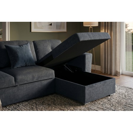 Canapé-lit APARTMENT 3 places tissu gris - Pouf & rangement