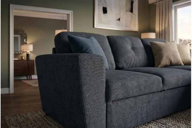 Canapé-lit APARTMENT 3 places tissu gris - Pouf & rangement