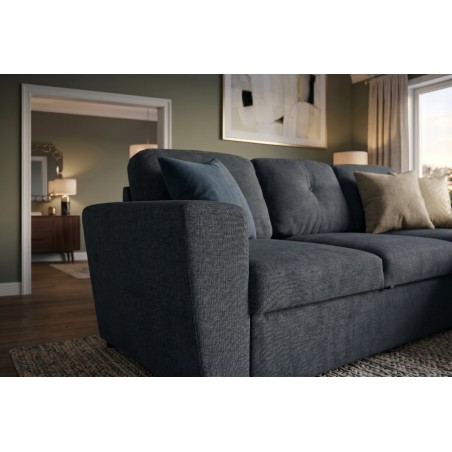 Canapé-lit APARTMENT 3 places tissu gris - Pouf & rangement