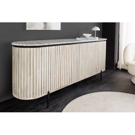 Buffet bas ADLON 170cm manguier gris et marbre