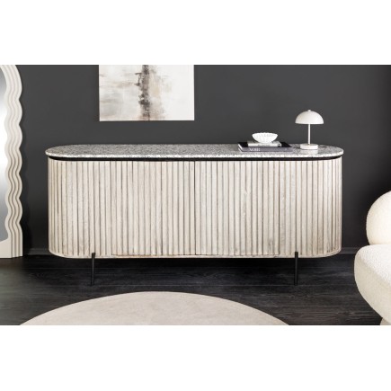 Buffet bas ADLON 170cm manguier gris et marbre 2