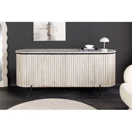 Buffet bas ADLON 170cm manguier gris et marbre