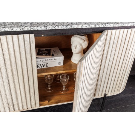 Buffet bas ADLON 170cm manguier gris et marbre