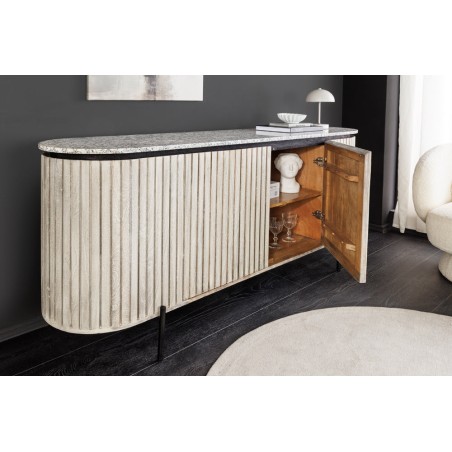 Buffet bas ADLON 170cm manguier gris et marbre