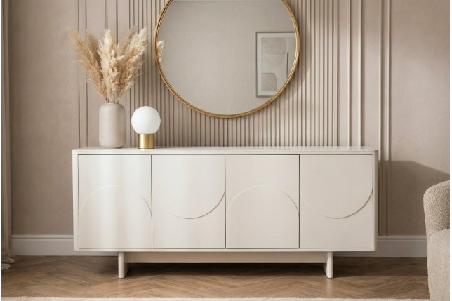Buffet bas SAVOY 180cm - Plateau céramique marbre blanc