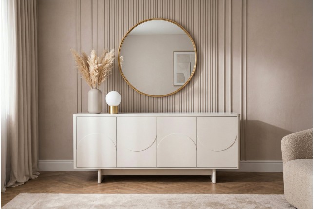 Buffet bas SAVOY 180cm - Plateau céramique marbre blanc