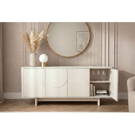 Buffet bas SAVOY 180cm - Plateau céramique marbre blanc