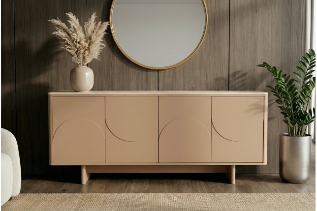 Buffet bas SAVOY 180cm travertin naturel & céramique