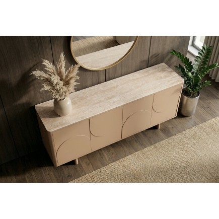 Buffet bas SAVOY 180cm travertin naturel & céramique 2