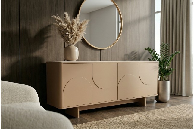 Buffet bas SAVOY 180cm travertin naturel & céramique