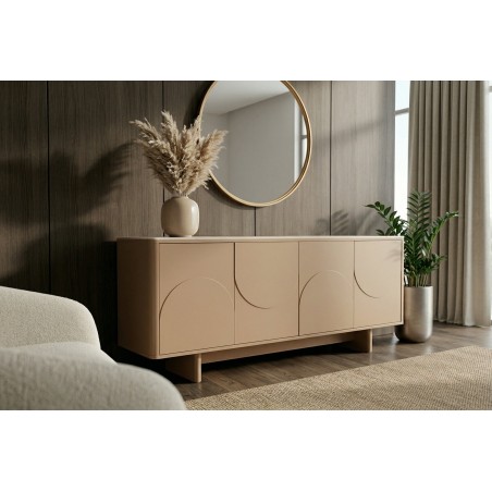 Buffet bas SAVOY 180cm travertin naturel & céramique