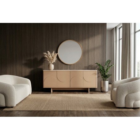 Buffet bas SAVOY 180cm travertin naturel & céramique