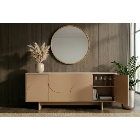 Buffet bas SAVOY 180cm travertin naturel & céramique
