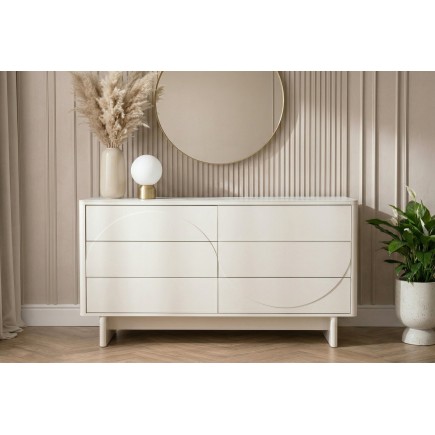 Buffet bas SAVOY 150cm blanc 3D plateau céramique marbre